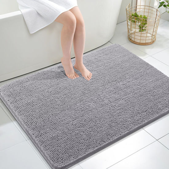 Picture of OLANLY Bathroom Rugs 40x32, Extra Soft Absorbent Chenille Bath Rugs, Rubber Backing Quick Dry, Machine Washable Bath Mats for Bathroom Floor, Tub and Shower, Home Decor Accessories, Grey