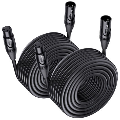 Picture of Cable Matters 2-Pack Premium Long XLR to XLR Cables, XLR Microphone Cable 50 Feet, Oxygen-Free Copper (OFC) XLR Male to Female Cord, Mic Cord, XLR Speaker Cable, Black