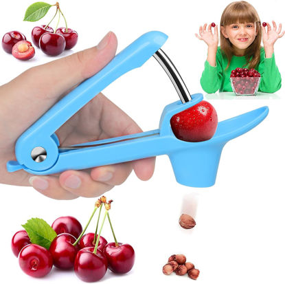 Picture of Cherry Pitter Olive Pitter Tool, Cherry Pitter Remover, Fruit Pit Core Remover with Space-Saving Lock Design for Make Fresh Cherry Dishes, Cherry Pie and Jam and Cocktail Cherries