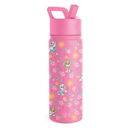Picture of Simple Modern Paw Patrol Kids Water Bottle with Straw Lid | Reusable Insulated Stainless Steel Cup for Girls, School | Summit Collection | 18oz, Sunny Florals