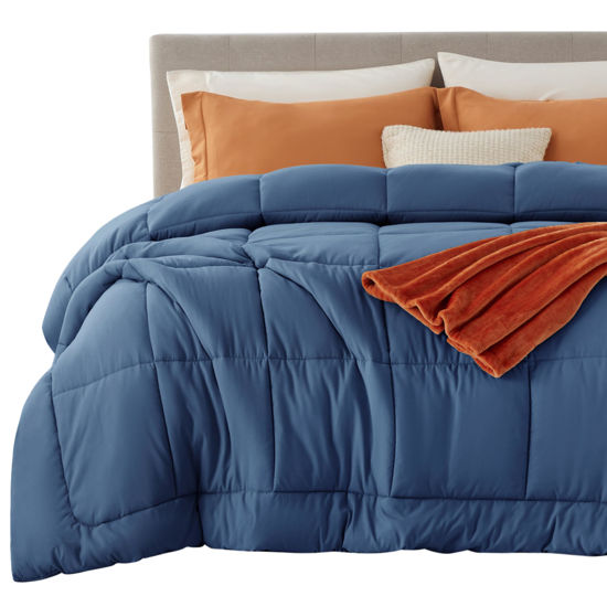 Picture of Bedsure Comforter Duvet Insert - Quilted Comforters Oversize Queen Size, All Season Duvet, Down Alternative Bedding Comforter with Tabs(Royal Blue,Oversize Queen 98"x98")