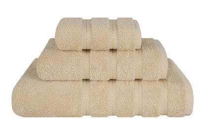 Picture of American Soft Linen Premium 3 Piece Towel Set, 1 Bath Towel 1 Hand Towel 1 Washcloth, 100% Cotton Turkish Towels for Bathroom, Beige Towel Set