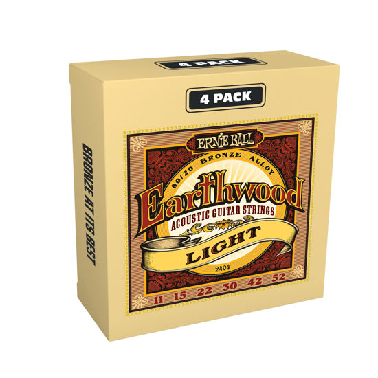 Picture of Ernie Ball Earthwood 80/20 Bronze Light Acoustic Guitar Strings 4 pack - 11-52 Gauge (P02404)