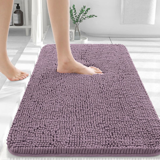 Picture of OLANLY Bathroom Rugs 36x24, Extra Soft Absorbent Chenille Bath Rugs, Rubber Backing Quick Dry, Machine Washable Bath Mats for Bathroom Floor, Tub and Shower, Home Decor Accessories, Deep Plum