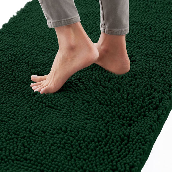 Picture of Gorilla Grip Bath Rug 60x24, Thick Soft Absorbent Chenille, Rubber Backing Quick Dry Microfiber Mats, Machine Washable Rugs for Shower Floor, Bathroom Runner Bathmat Accessories Decor, Hunter