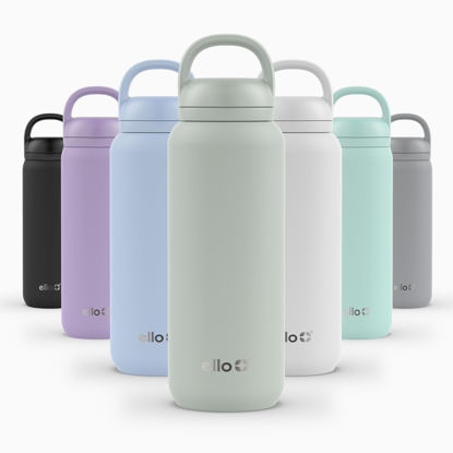 Picture of Ello Cooper Twist 32oz Stainless Steel Water Bottle with Chug Lid | Leak Proof | Double Walled and Vacuum Insulated | Built in Carry Loop | Dishwasher Safe | Sage