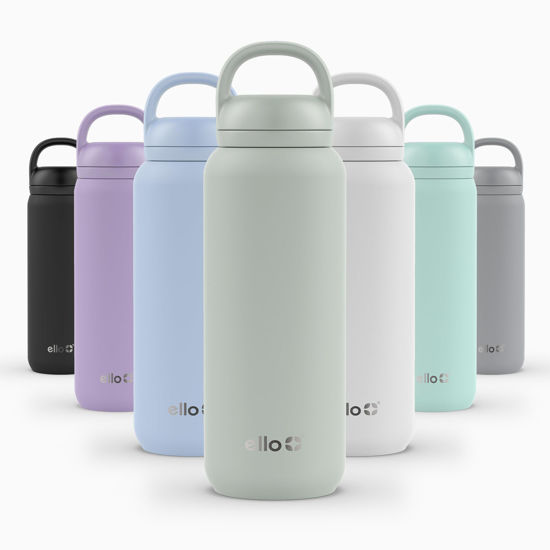 Picture of Ello Cooper Twist 32oz Stainless Steel Water Bottle with Chug Lid | Leak Proof | Double Walled and Vacuum Insulated | Built in Carry Loop | Dishwasher Safe | Sage