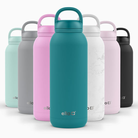 Picture of Ello Cooper Twist 40oz Stainless Steel Water Bottle with Chug Lid | Leak Proof | Double Walled and Vacuum Insulated | Built in Carry Loop | Dishwasher Safe | Antigua