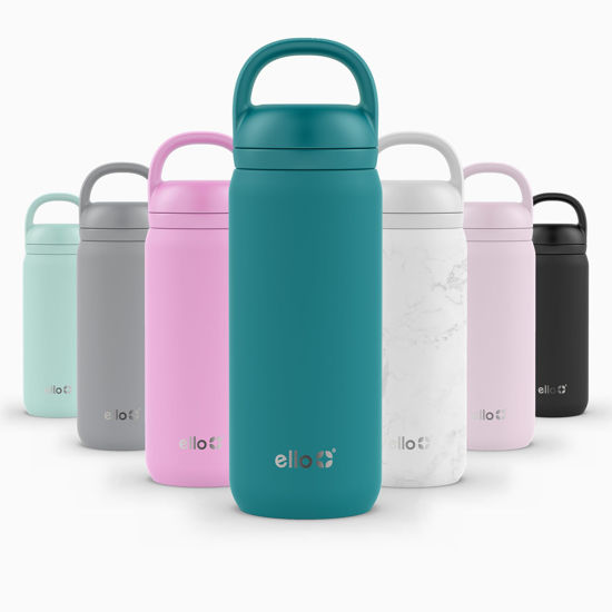Picture of Ello Cooper Twist 18oz Kids Stainless Steel Water Bottle with Chug Lid | Leak Proof Double Walled and Vacuum Insulated | Fits Car Cupholder | Built in Carry Loop | Dishwasher Safe | Antigua