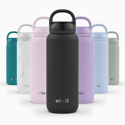 Picture of Ello Cooper Twist 32oz Stainless Steel Water Bottle with Chug Lid | Leak Proof | Double Walled and Vacuum Insulated | Built in Carry Loop | Dishwasher Safe | Black