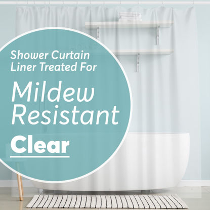 Picture of BigFoot Shower Curtain Liner - 72 x 84 PEVA Premium Shower Curtain with Rustproof Metal Grommet and 3 Magnetic Weights - Odor Free and Compatible with Standard Showers, Clear