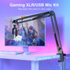 Picture of FIFINE Gaming XLR/USB Microphone Kit, Streaming Dynamic Mic Set for PC, Computer Mic for Vocal Podcast Recording Voiceover, with Headphones Jack, Gain Knob, Arm Stand-AmpliGame AM8T White