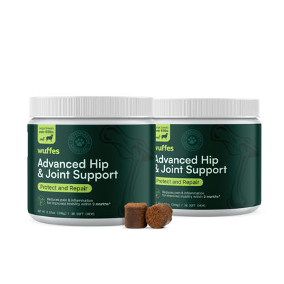 Picture of Wuffes Chewable Dog Hip & Joint Supplement - Glucosamine & Chondroitin Chews - Dog Joint Supplements & Vitamins - Extended Joint Care (Large Breed (Over 65 lbs), 60 Chews (Pack of 2))
