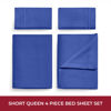 Picture of Mellanni Short Queen Sheets for RV Camper - Double Brushed Microfiber RV Bunk Sheets - Durable, Comfortable Short Bed Sheets Queen Set - 10" Deep Pocket Fitted Sheet Set (Short Queen, Royal Blue)