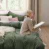 Picture of Bedsure Olive Green Oversized Queen Duvet Cover - 3 Pieces Prewashed Extra Soft Bedding Set, Includes 1 Duvet Cover 98x98 Inches with Zipper Closure & 2 Pillow Shams, Comforter Not Included