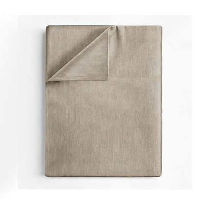 Picture of Twin Size Flat Sheet - Comfortable, Breathable & Cooling Top Sheet - Hotel Luxury, Fade Resistant Flat Sheet - Extra Soft & Comfy - Easy Care, Wrinkle Free - Heathered Beige Flat Sheet Only