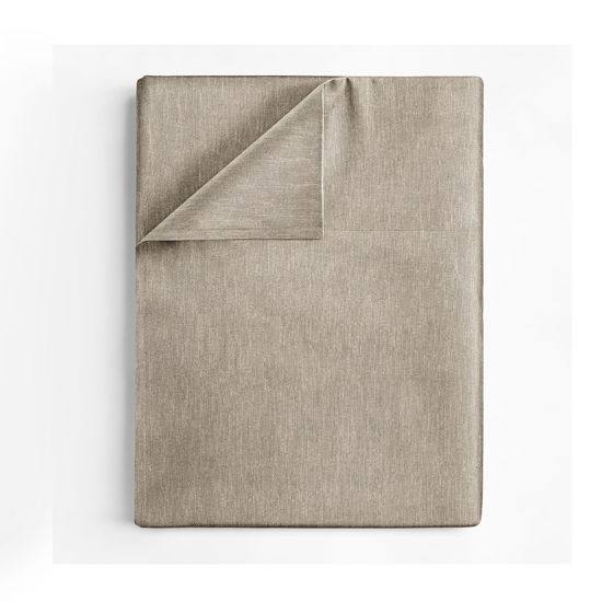 Picture of Twin Size Flat Sheet - Comfortable, Breathable & Cooling Top Sheet - Hotel Luxury, Fade Resistant Flat Sheet - Extra Soft & Comfy - Easy Care, Wrinkle Free - Heathered Beige Flat Sheet Only