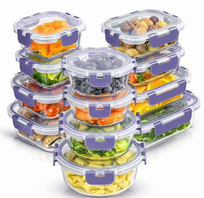 Picture of JoyJolt 24pc Borosilicate Glass Storage Containers with Lids. 12 Airtight, Freezer Safe Food Storage Containers, Pantry Kitchen Storage Containers, Glass Meal Prep Container for Lunch