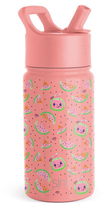 Picture of Simple Modern CoComelon Kids Water Bottle with Straw Lid | Insulated Stainless Steel Reusable Tumbler for Toddlers, School | Summit Collection | 14oz, CoComelon Pink Melon