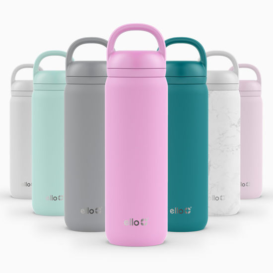 Picture of Ello Cooper Twist 22oz Stainless Steel Water Bottle with Chug Lid | Leak Proof Double Walled and Vacuum Insulated | Fits Car Cupholder | Built in Carry Loop | Dishwasher Safe | Bubblegum Pink