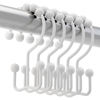 Picture of Titanker Shower Curtain Hooks Rings, Rust Resistant Metal Double Glide Shower Hooks for Bathroom Shower Rods Curtains, Set of 12 Hooks - White