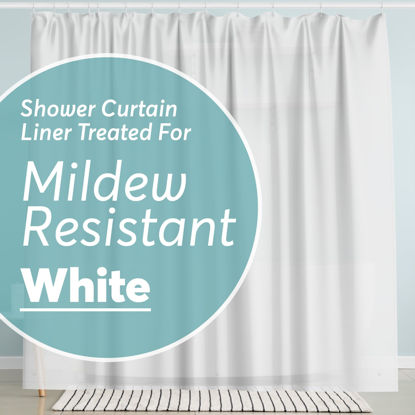 Picture of BigFoot Shower Curtain Liner - 72 x 72 PEVA Heavy Duty Shower Curtain with Rustproof Metal Grommet and 3 Magnetic Weights - Odor Free and Compatible with Standard Showers, White