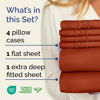 Picture of Extra Deep Queen Sheet Set - 6 Piece Breathable & Cooling Sheets - Hotel Luxury Bedding Set with 18-24 Inch Extra Deep Pockets - Easy Fit - Super Soft, Wrinkle Free and Comfy - Terracotta, Queen Size