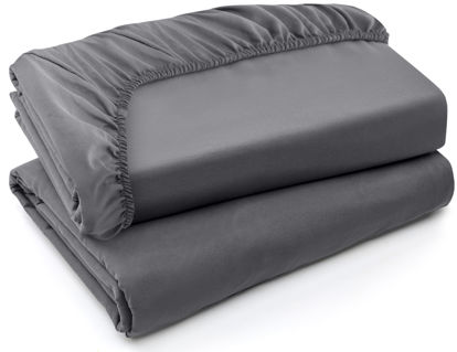 Picture of Utopia Bedding Fitted Sheet - Pack of 2 Bottom Sheets - Soft Brushed Microfiber - Deep Pockets, Shrinkage & Fade Resistant - Easy Care (Full, Grey)