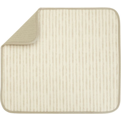 Picture of S&T INC. Dish Drying Mat, Highly Absorbent Microfiber Kitchen Counter Mat, Dish Drying Pad for Dishes, Utensils, Pots and Pans, Large 16" x 18", Cream Distressed Lines