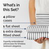 Picture of Extra Deep King Sheet Set - 6 Piece Breathable & Cooling Sheets - Hotel Luxury Bedding Set w/18-24 Inch Extra Deep Pockets - Easy & Secure Fit - Soft, Wrinkle Free and Comfy - Grey Stripes, King Size
