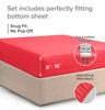 Picture of King Fitted Bed Sheet - Hotel Luxury & Cooling Single Fitted Sheet Only - Easily Fits Mattress Up to 16 Inches Perfectly - Soft, Wrinkle Free, Breathable & Comfy Red Single Fitted Bed Sheet