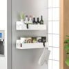 Picture of HuggieGems 2 Pack Magnetic Spice Storage Rack Organizer for Refrigerator and Oven, White Fridge Organizers and Storage