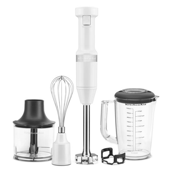 Picture of KitchenAid Variable Speed Corded Hand Blender with Accessories, White, KHBV83WH