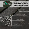 Picture of TECEUM Paracord Type III 550 Army Green - 100 ft - 4mm - Tactical Rope MIL-SPEC - Outdoor para Cord -Camping Hiking Fishing Gear and Equipment - EDC Parachute Cord - Strong Survival Rope 010