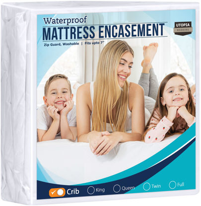 Picture of Utopia Bedding Zippered Mattress Encasement Crib, 100% Waterproof Bed Bug and Dust Mite Proof Mattress Protector, Absorbent Six-Sided Mattress Cover