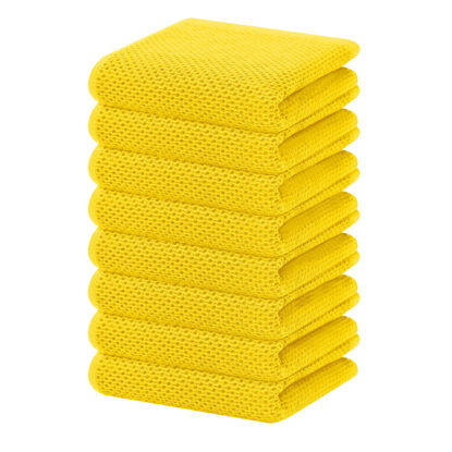 Picture of Homaxy 100% Cotton Waffle Weave Kitchen Dish Towels, Ultra Soft Absorbent Quick Drying Cleaning Towel, 13 x 28 Inches, 8-Pack, Yellow