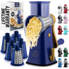 Picture of Zulay Rotary Cheese Grater 5 Blade Cheese Shredder - Manual Hand Crank Cheese Grater With Reinforced Suction & 5 Interchangeable Drums - Easy to Use Vegetable Chopper - Blue Gold