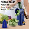Picture of Zulay Rotary Cheese Grater 5 Blade Cheese Shredder - Manual Hand Crank Cheese Grater With Reinforced Suction & 5 Interchangeable Drums - Easy to Use Vegetable Chopper - Blue Gold
