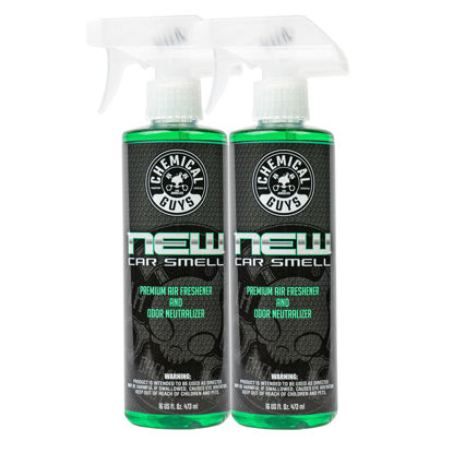 Picture of Chemical Guys AIR_101_1602 New Car Smell Premium Air Freshener and Odor Eliminator, Long-Lasting Scent, Great for Cars, Trucks, SUVs, RVs & More, 16 fl oz (2 Pack)