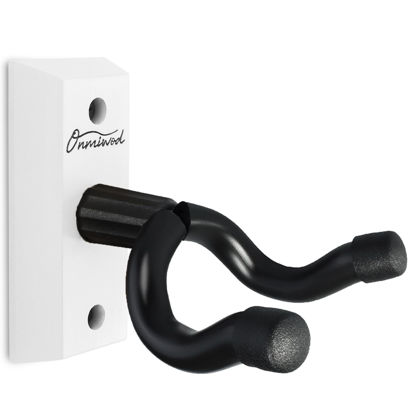 Picture of Onmiwod Guitar Wall Mount, White Hardwood Guitar Hanger, U-Shaped Guitar Wall Hanger Mount, Guitar Holder Hook Stand Wall for Acoustic, Electric Guitar, Banjo, Bass, for Guitar Player Men Boy
