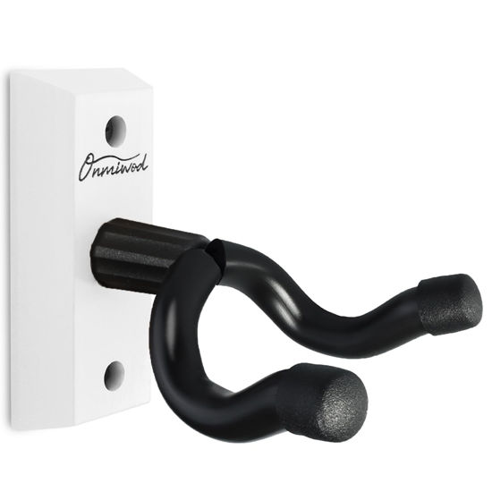 Picture of Onmiwod Guitar Wall Mount, White Hardwood Guitar Hanger, U-Shaped Guitar Wall Hanger Mount, Guitar Holder Hook Stand Wall for Acoustic, Electric Guitar, Banjo, Bass, for Guitar Player Men Boy