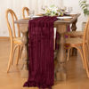 Picture of Socomi Fall Thanksgiving Table Runner Cheesecloth Table Runner 120 inch 10FT Boho Rustic Gauze Table Runner for Wedding Party Baby Shower Fall Decor Burgundy Red 10pcs