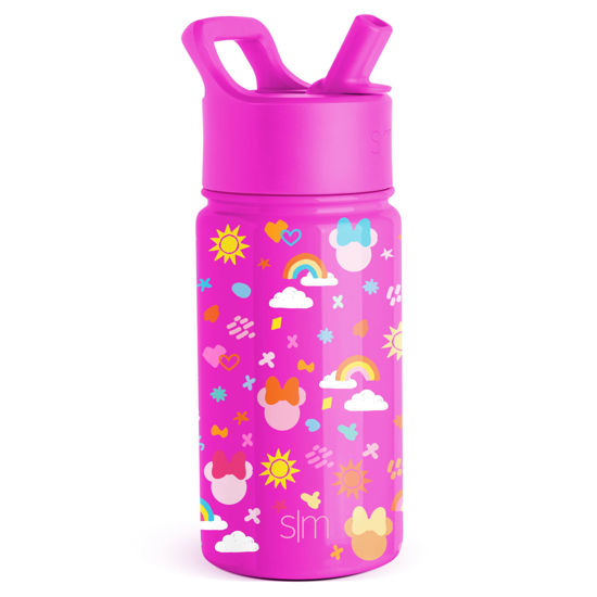Picture of Simple Modern Disney Minnie Mouse Kids Water Bottle with Straw Lid | Reusable Insulated Stainless Steel Cup for Girls, School | Summit Collection | 14oz, Minnie Doodle