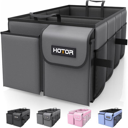 Picture of HOTOR Trunk Organizer for Car - Car Organizer, Foldable Trunk organizer for SUVs & Sedans, Sturdy Car Organization for Car Accessories, Tools, Sundries, Grey, 2 Compartments, 23.6"×14.2"×10.6"