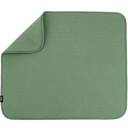 Picture of S&T INC. Dish Drying Mat, Highly Absorbent Microfiber Kitchen Counter Mat, Dish Drying Pad for Dishes, Utensils, Pots and Pans, Large 16" x 18", Green