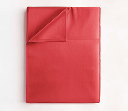Picture of Cal King Size Flat Bed Sheet - Hotel Luxury Single Flat Sheet Only - Wrinkle Free & Fade Resistant Flat Sheet - Extra Soft, Breathable Bedding for Women, Men, Kids & Teens - Red Flat Sheet Only