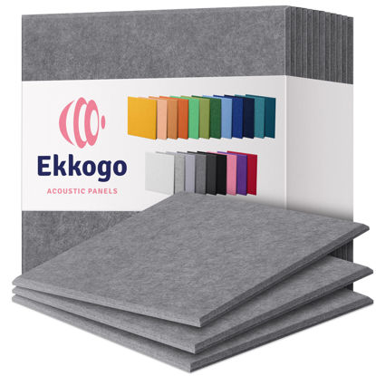 Picture of Ekkogo Acoustic Panels 12-Pack Soundproof Wall Panels 12"X12"X0.4" Sound Panels High Density Sound Dampening Panels - [Pebble Gray Square]