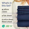 Picture of Extra Deep Cal King Sheet Set - 6 Piece Breathable & Cooling Sheets - Hotel Luxury Bedding Set w/18-24 Inch Extra Deep Pockets - Easy Fit - Super Soft, Wrinkle Free & Comfy - Navy Blue, Cal King Size