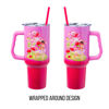 Picture of Silver Buffalo Care Bears and Strawberry Shortcake Collaboration Stainless Steel Tumbler with Handle and Straw, Fits in Standard Cup Holder, 40 Ounces