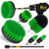 Picture of Holikme 6Pack Drill Brush Power Scrubber Cleaning Brush Extended Long Attachment Set All Purpose Drill Scrub Brushes Kit for Grout, Floor, Tub, Shower, Tile, Bathroom，Scrub Brush Green
